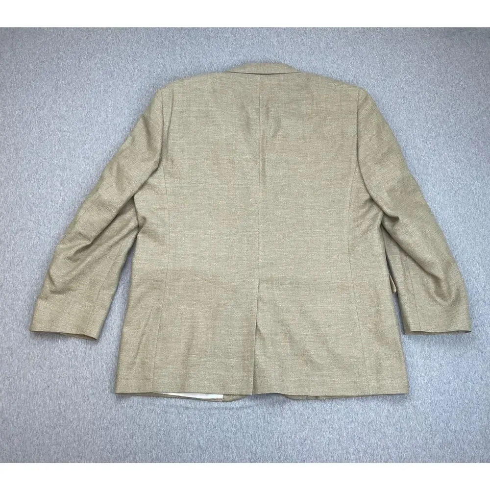 Jos‎ A Bank Blazer Mens 46L Beige Linen Wool Blend 2-Button Lined
